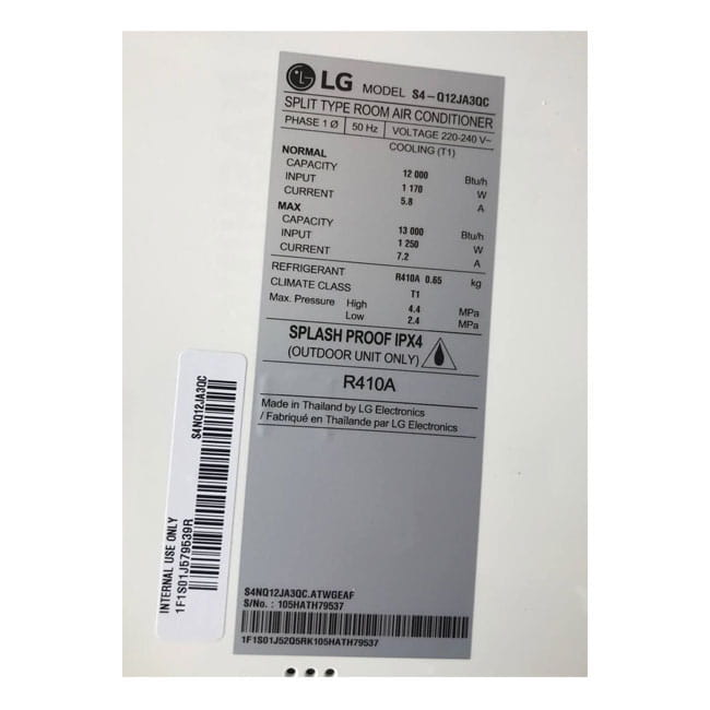 کولر گازی ال جی 12000 اینورتر سرد S4-Q12JA3QC T1